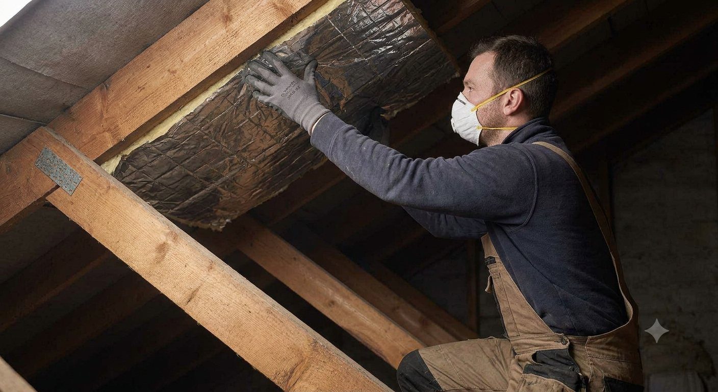 Fitting insulation between the rafters