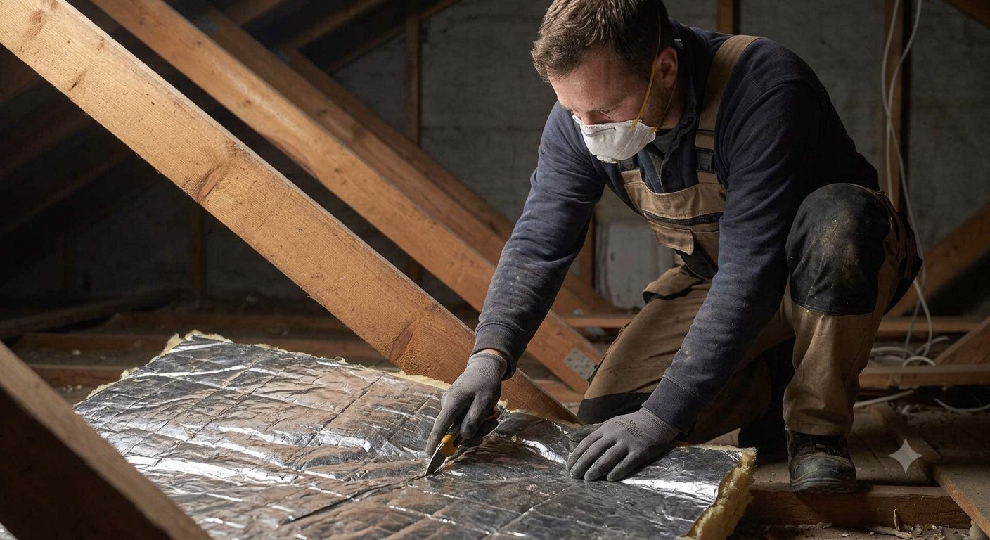 Laying the foil-backed layer