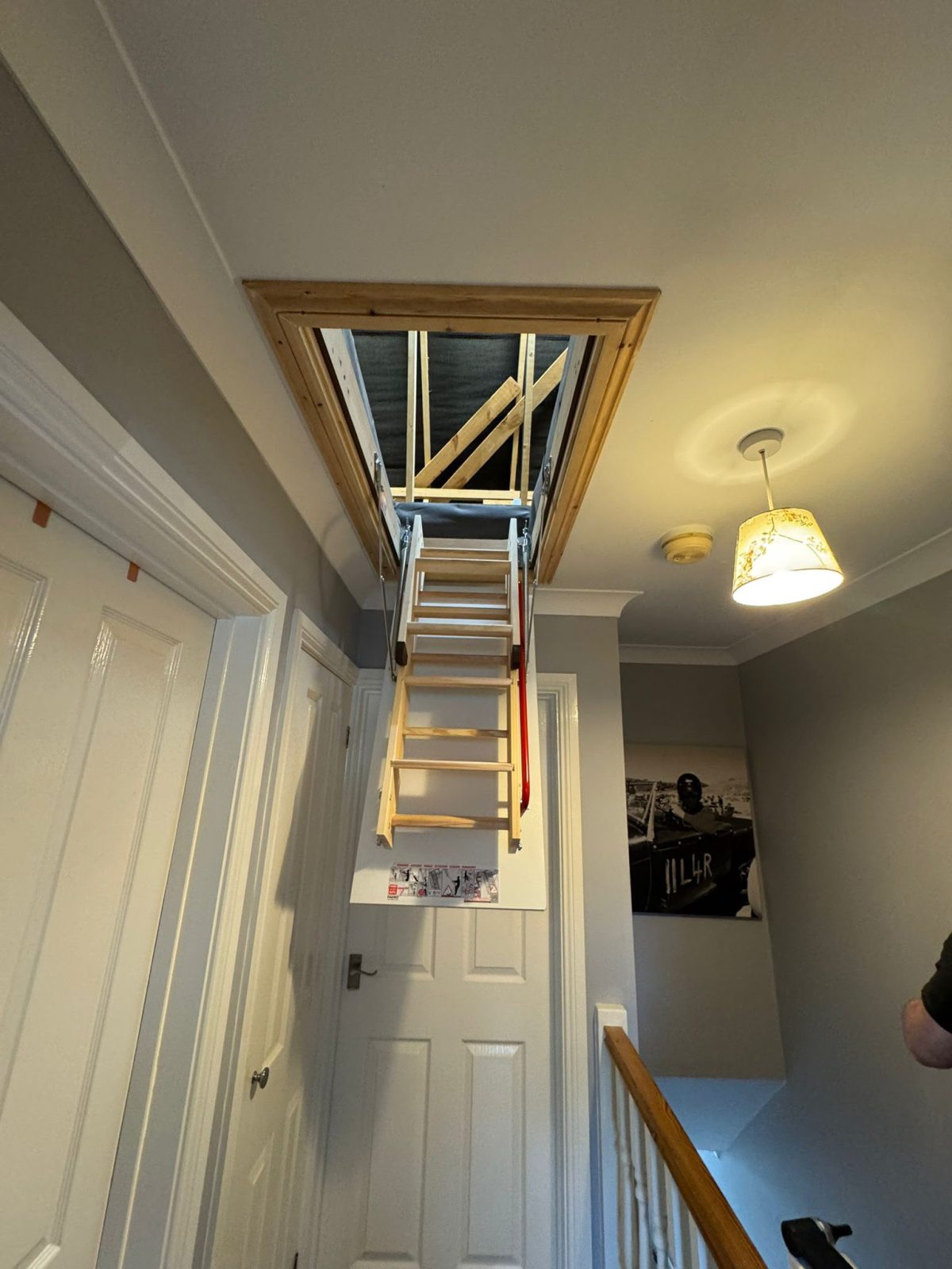 New loft ladder fitted to a hallway hatch