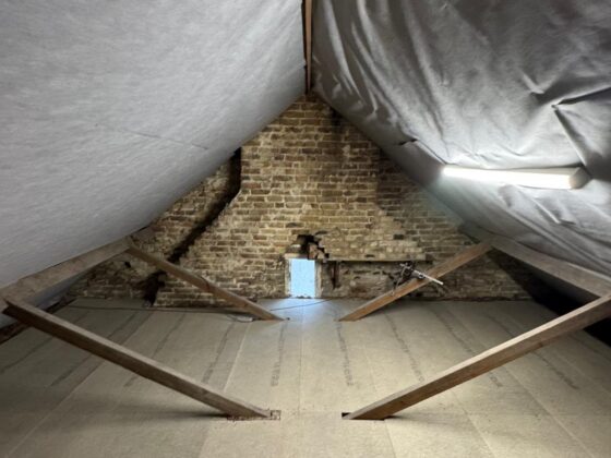 Boarded loft with the breather membrane left clear