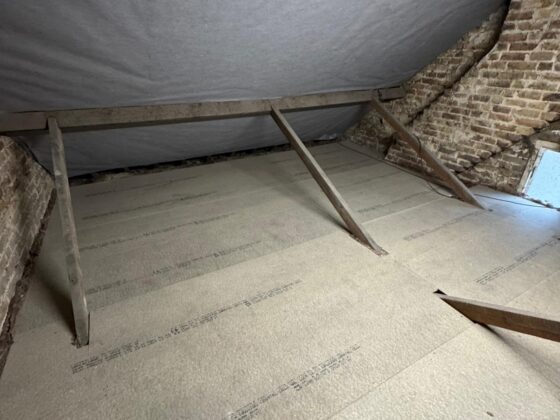 Boarded loft with the breather membrane left clear