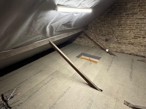 Boarded loft with the breather membrane left clear