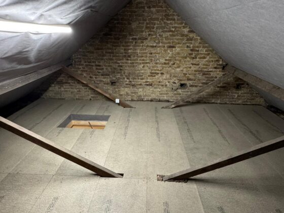 Boarded loft with the breather membrane left clear