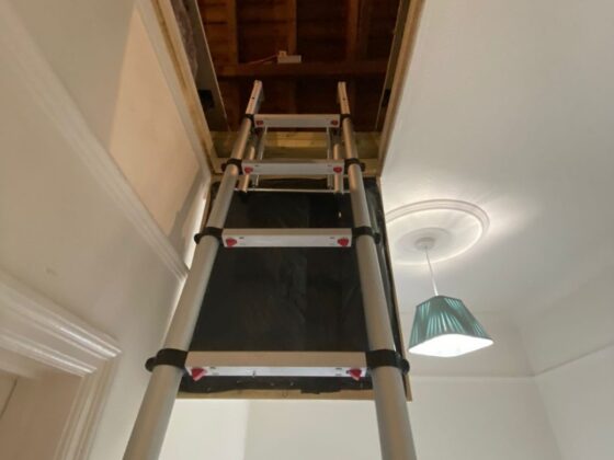 Loft ladder fitted and lowered onto the landing