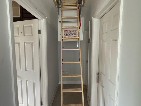 Loft ladder fitted and lowered onto the landing