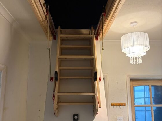 Loft ladder fitted and lowered onto the landing
