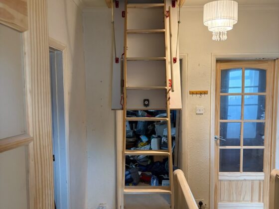 Loft ladder fitted and lowered onto the landing