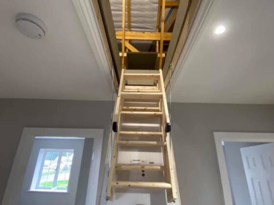 Loft ladder fitted and lowered onto the landing