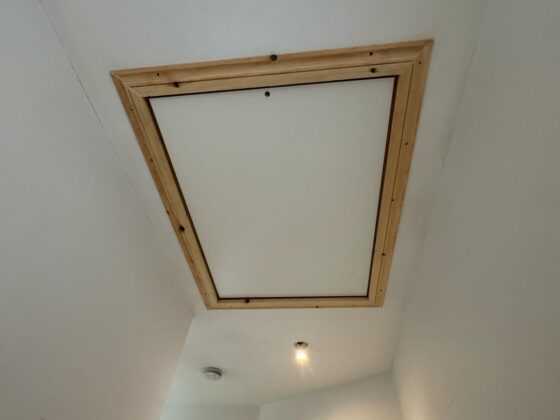 Insulated loft hatch finished flush with the ceiling