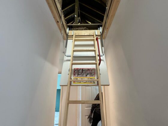 Loft ladder fitted and lowered onto the landing