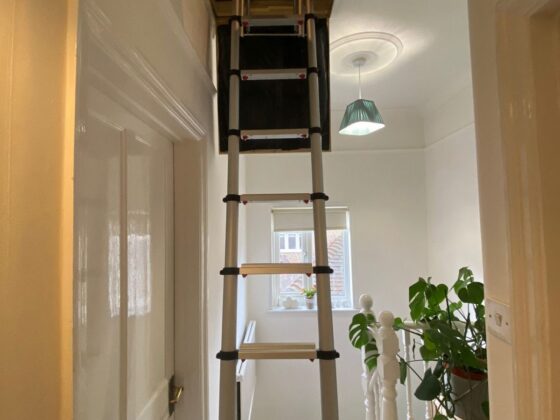 Loft ladder fitted and lowered onto the landing