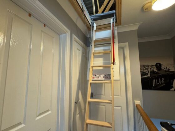 Loft ladder fitted and lowered onto the landing