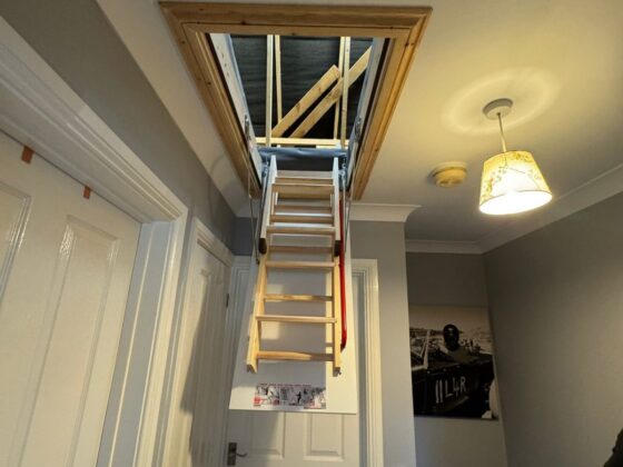 Loft ladder fitted and lowered onto the landing