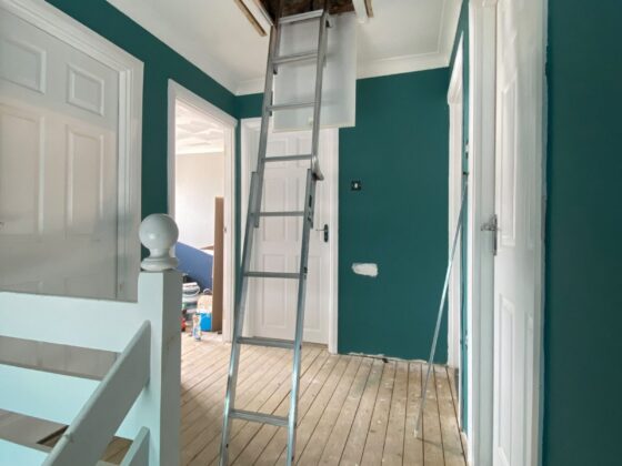 Loft ladder fitted and lowered onto the landing