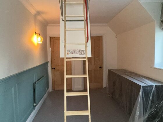 Loft ladder fitted and lowered onto the landing