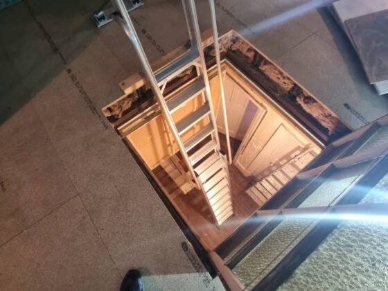 Loft ladder fitted and lowered onto the landing
