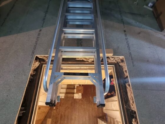 Loft ladder fitted and lowered onto the landing