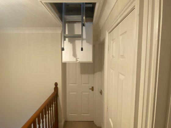 Loft ladder fitted and lowered onto the landing