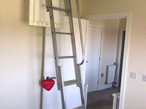 Loft ladder fitted and lowered onto the landing