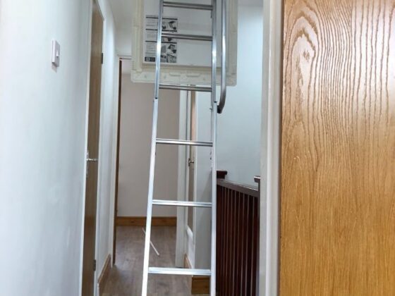 Loft ladder fitted and lowered onto the landing