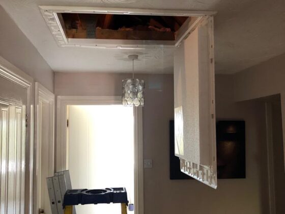 Loft ladder fitted and lowered onto the landing