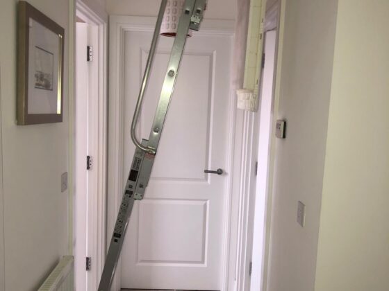Loft ladder fitted and lowered onto the landing