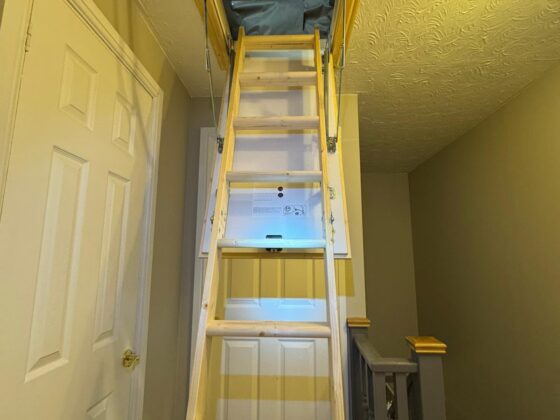 Loft ladder fitted and lowered onto the landing