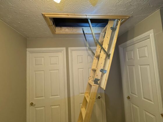 Loft ladder fitted and lowered onto the landing