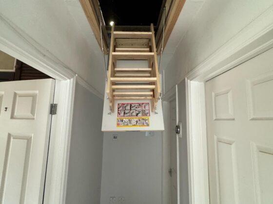 Loft ladder fitted and lowered onto the landing