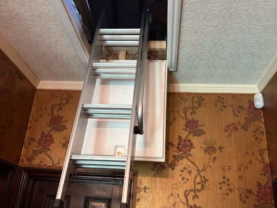 Loft ladder fitted and lowered onto the landing
